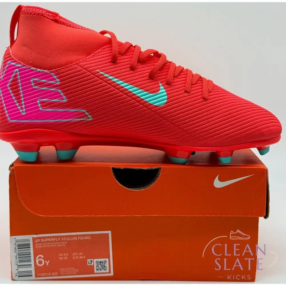 Nike Jr Superfly 10 Club FG/MG Ember Glow Green Size 6Y BNIB